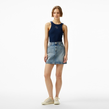  Guess New Round Kadın Lacivert Kolsuz T-Shirt