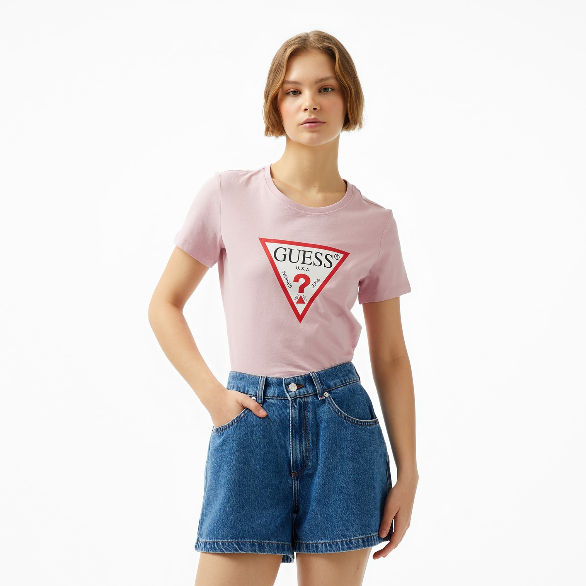 Guess Original Kadın Mor T-Shirt