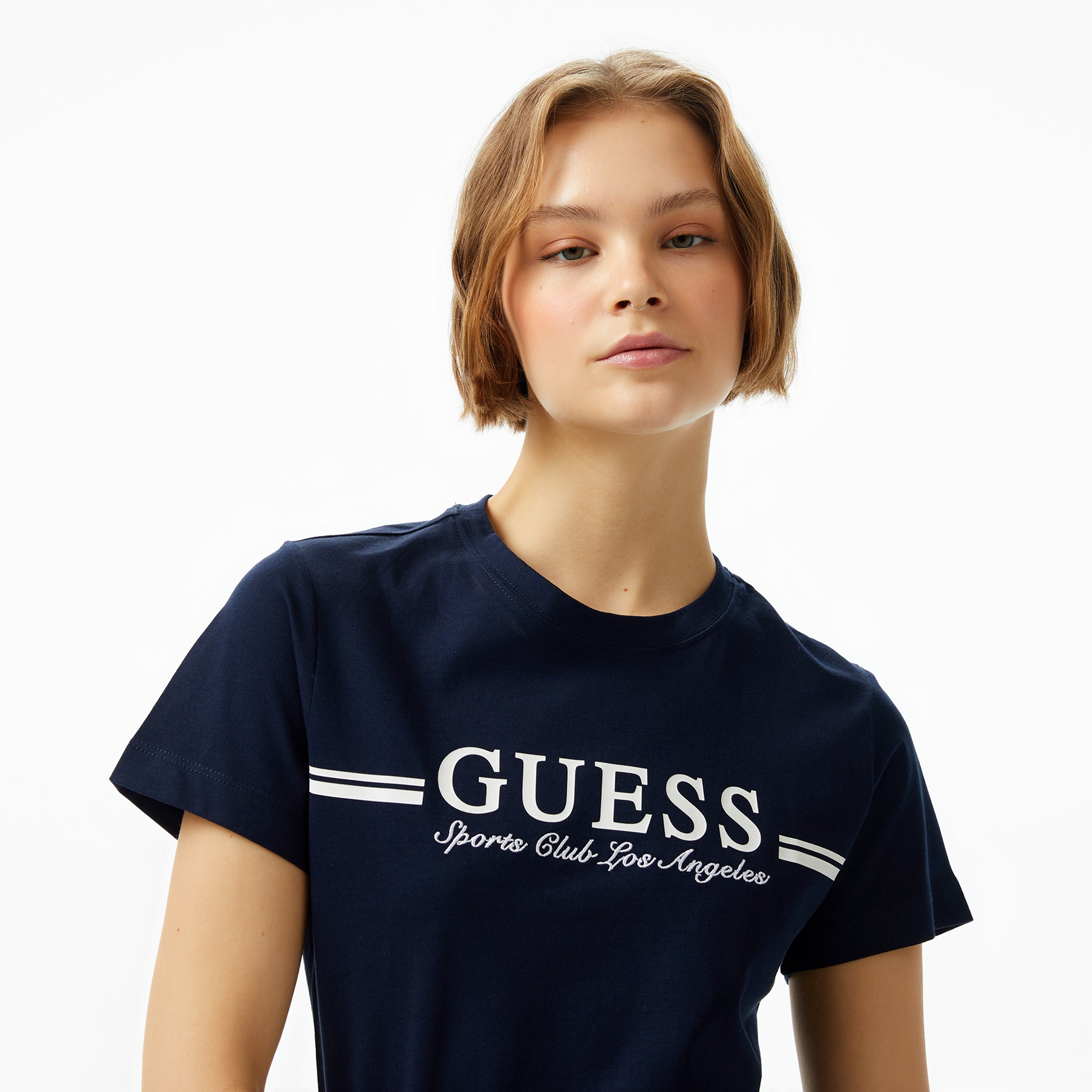 Guess Mid Organic Stream Kadın Lacivert T-Shirt