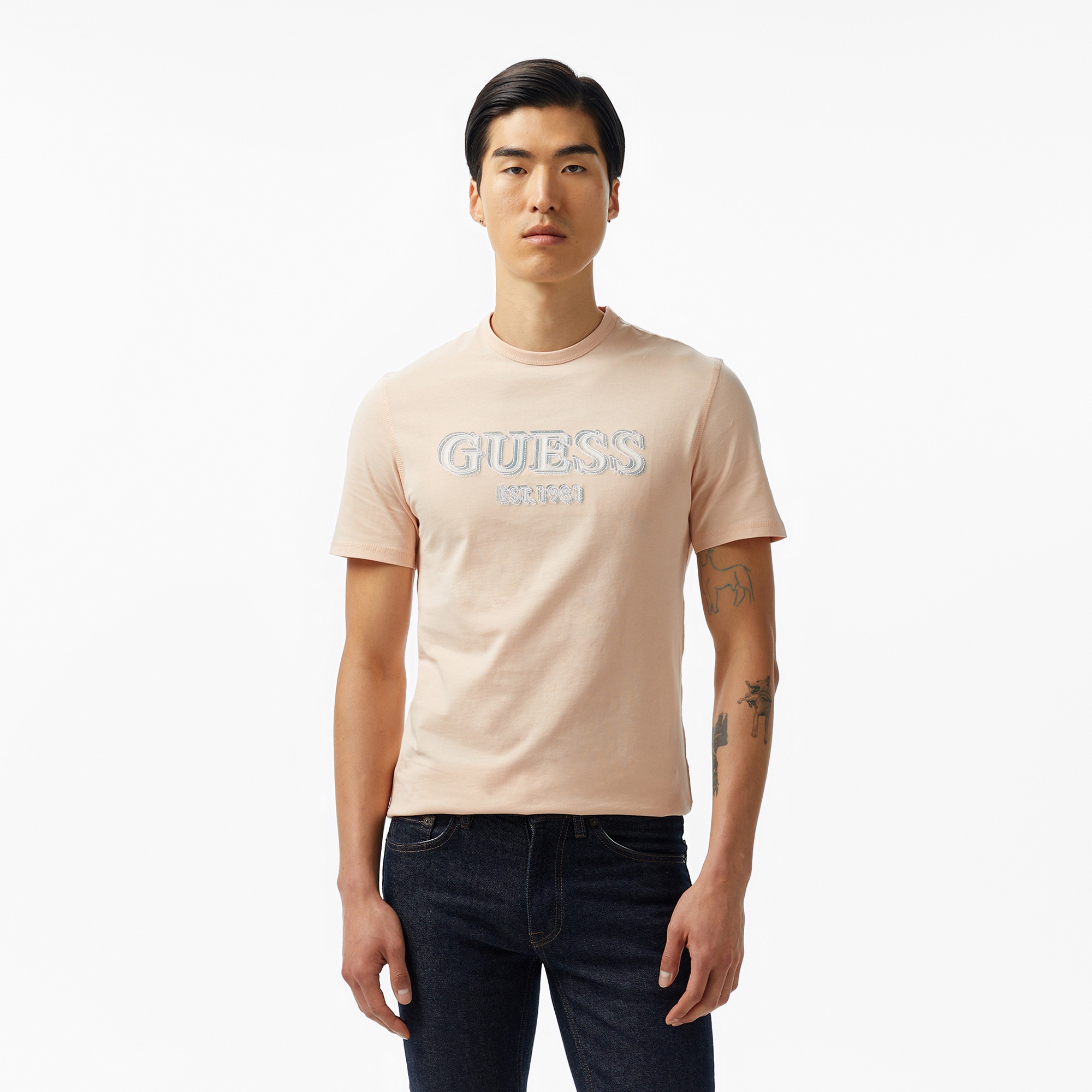 Guess Cn Logo Mid Organiceam 180 Erkek Turuncu T-Shirt