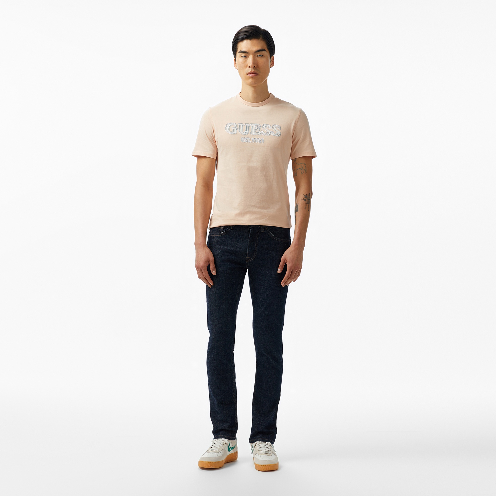 Guess Cn Logo Mid Organiceam 180 Erkek Turuncu T-Shirt