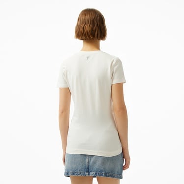  Guess Cn Triangle Beads Mid Organicetch 180 Kadın Beyaz T-Shirt