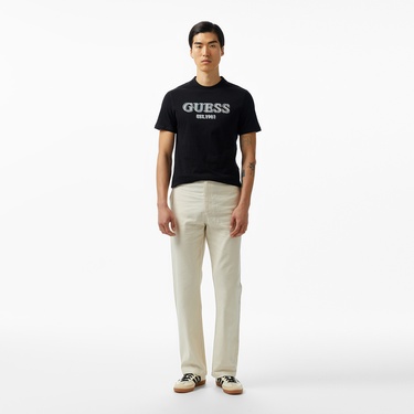  Guess Logo Mid Organic Stream 180 Erkek Siyah T-Shirt