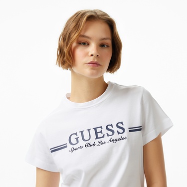  Guess Mid Organic Stream 180 Kadın Beyaz T-Shirt