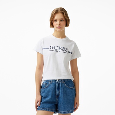  Guess Mid Organic Stream 180 Kadın Beyaz T-Shirt