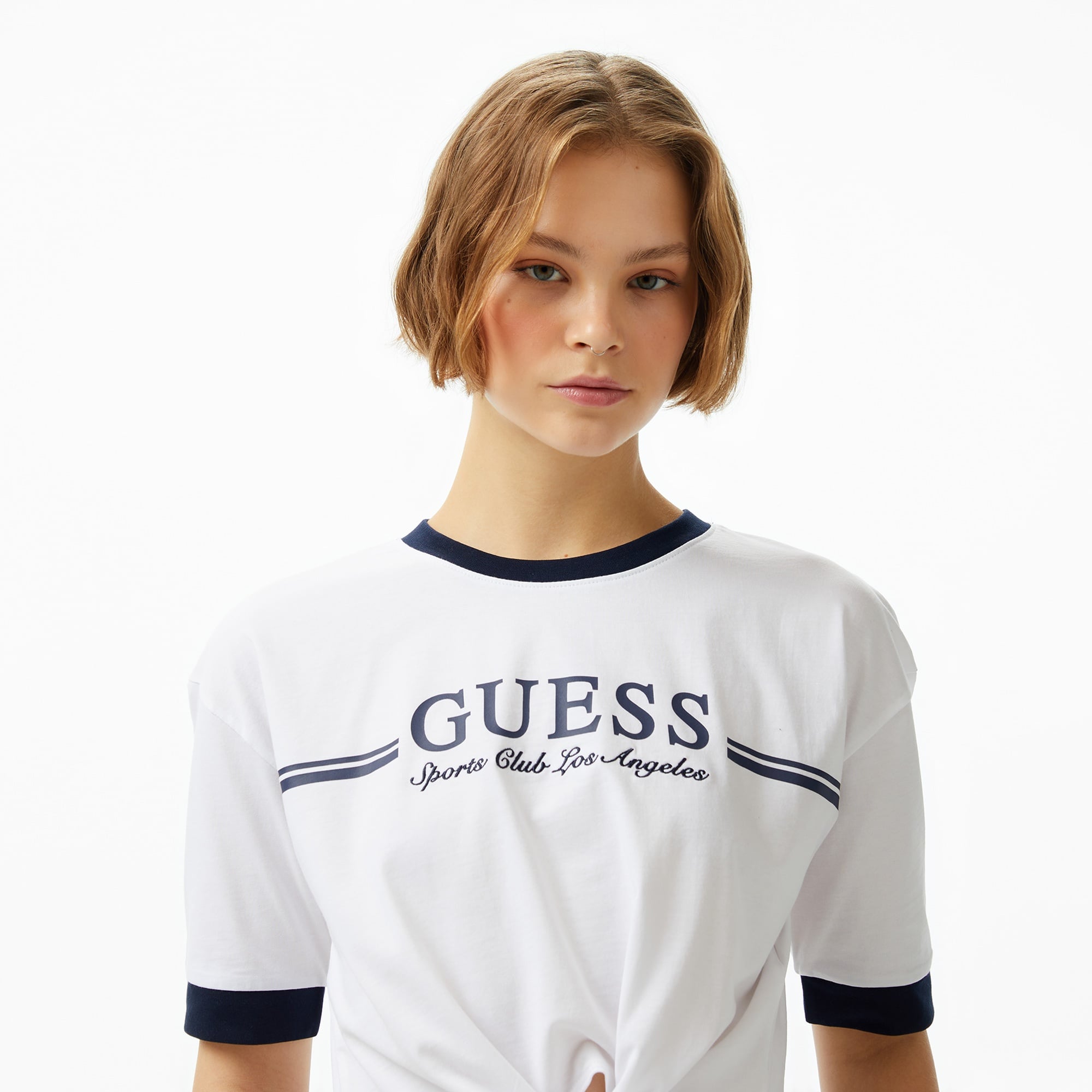 Guess Knot Mid Organic Stream 180 Kadın Beyaz T-Shirt