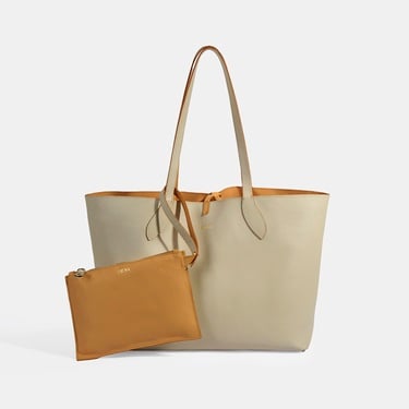  Kadın Turuncu / Bej Çift Taraflı Deri Omuz Çantası