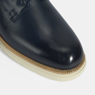  Erkek Lacivert Bağcıklı Deri Günlük Ayakkabı