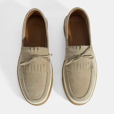  Erkek Bej Süet Püsküllü Loafer