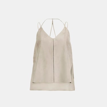  Kadın Pudra Askılı V Yaka Süet Bluz