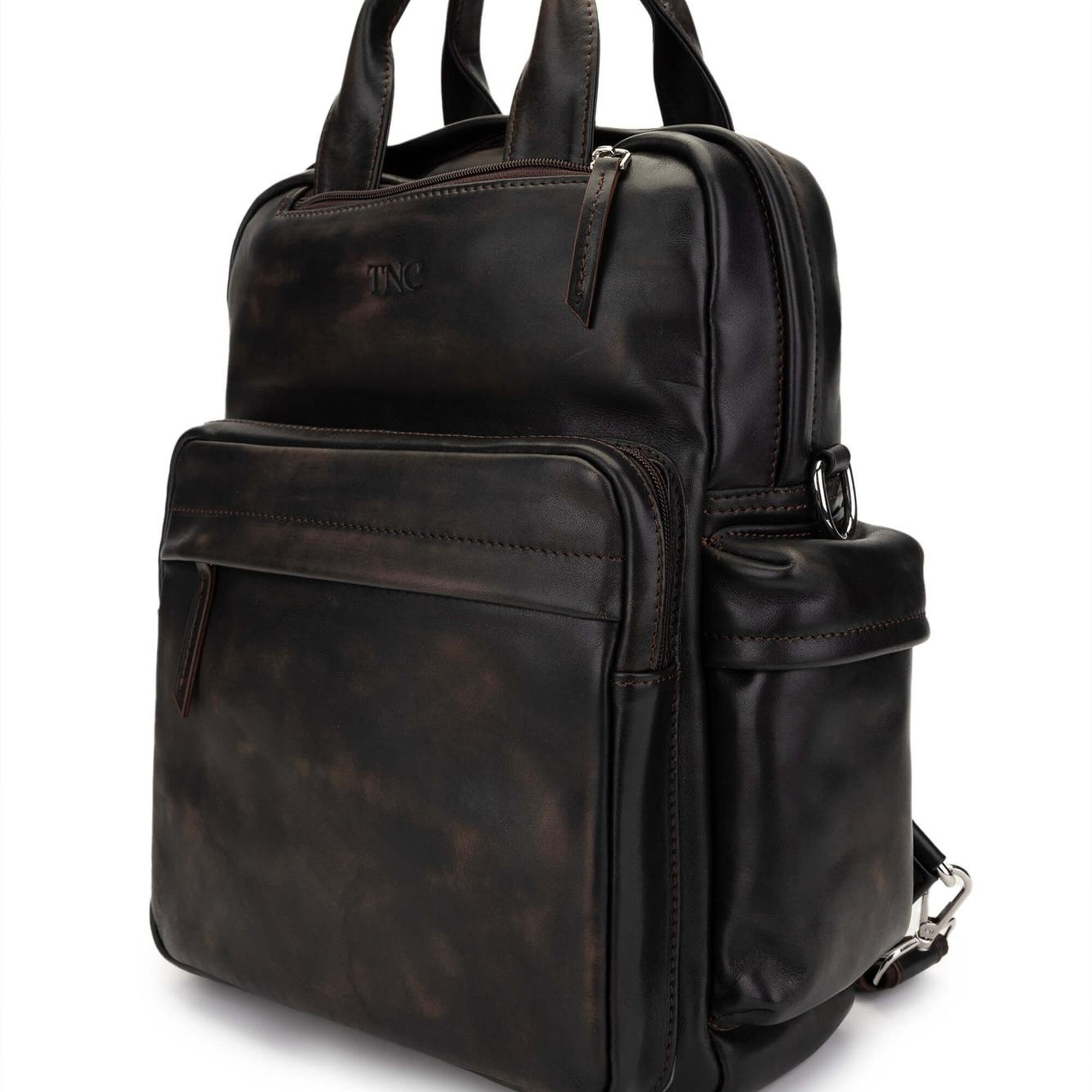 Tamer Tanca Erkek Hakiki Deri Kızıl Eskitme Sırt Çantası