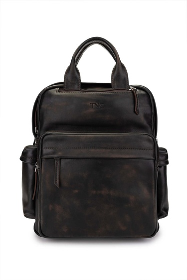  Tamer Tanca Erkek Hakiki Deri Kızıl Eskitme Sırt Çantası