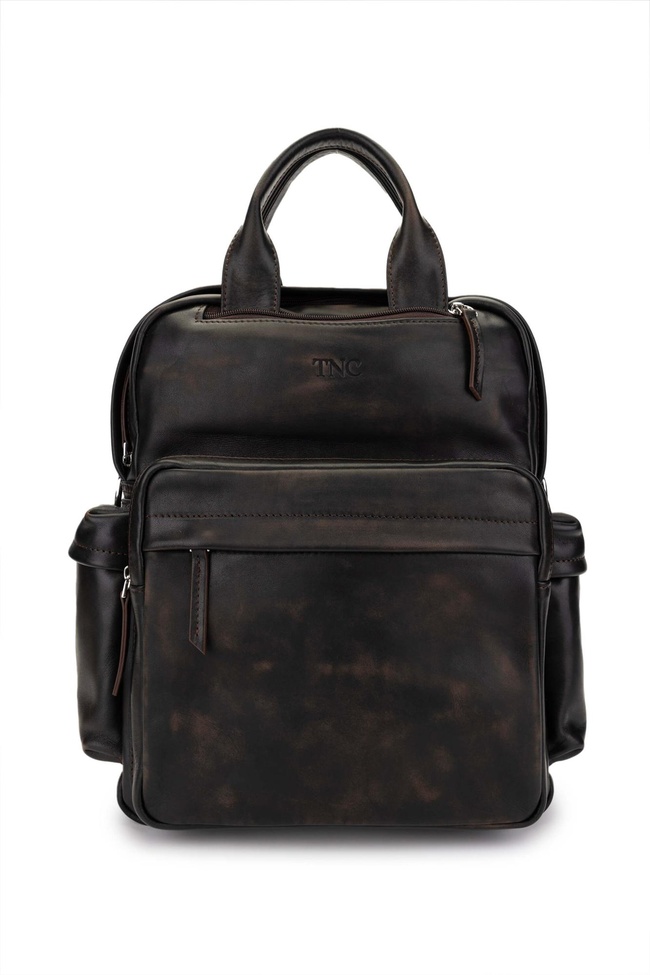  Tamer Tanca Erkek Hakiki Deri Kızıl Eskitme Sırt Çantası