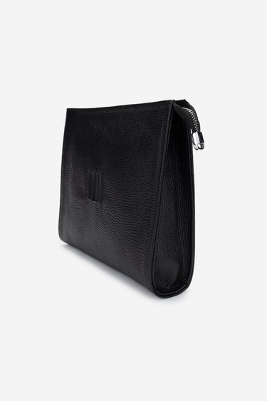  Valmenti Unisex Hakiki Deri Siyah Floter El Çantası