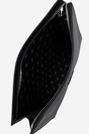  Valmenti Unisex Hakiki Deri Siyah Floter El Çantası