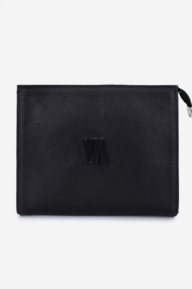  Valmenti Unisex Hakiki Deri Siyah Floter El Çantası