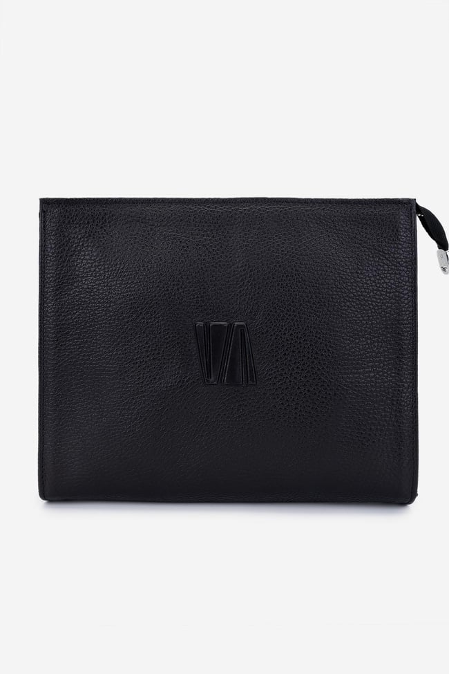  Valmenti Unisex Hakiki Deri Siyah Floter El Çantası