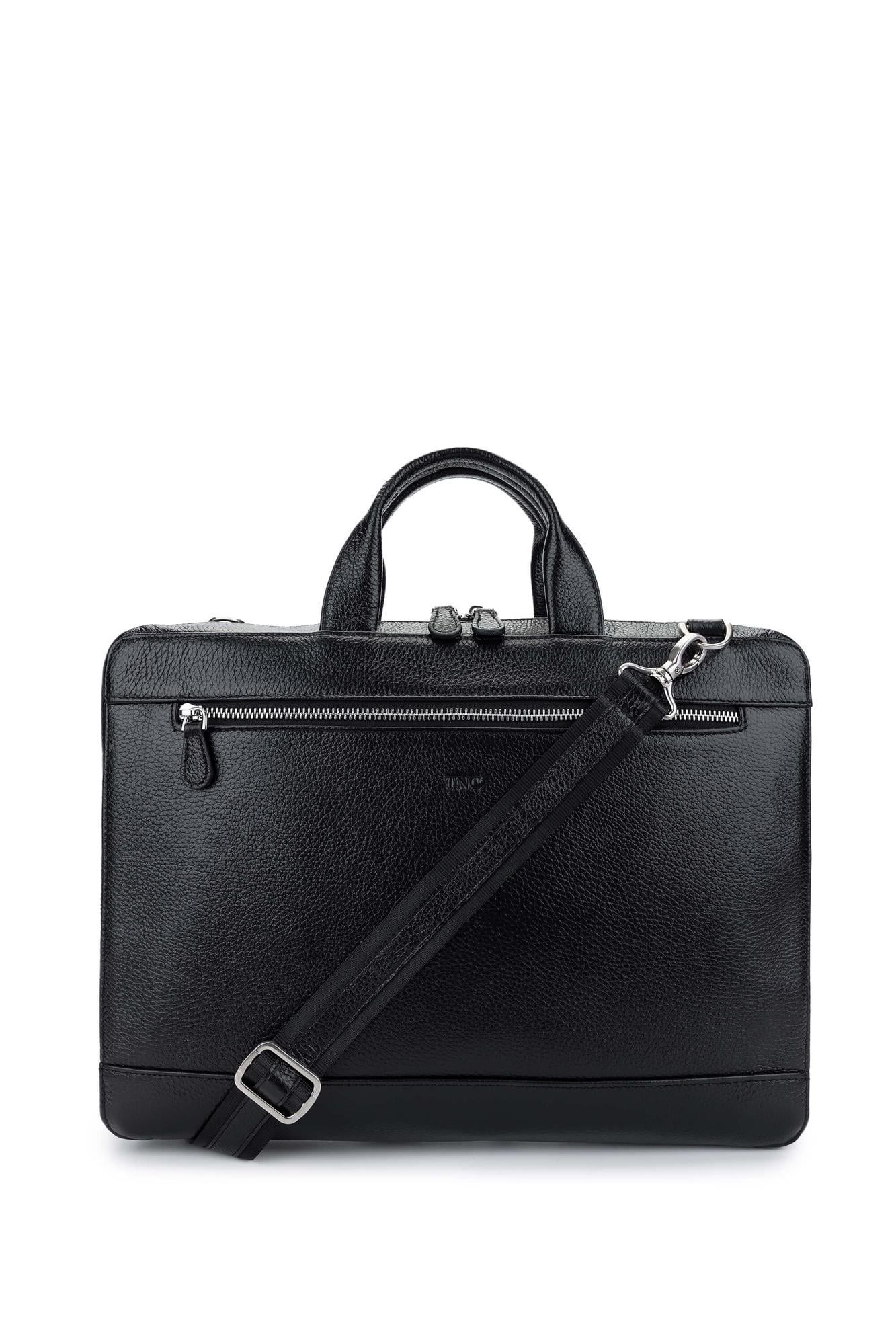  Tamer Tanca Erkek Hakiki Deri Siyah Floter Evrak Çantası