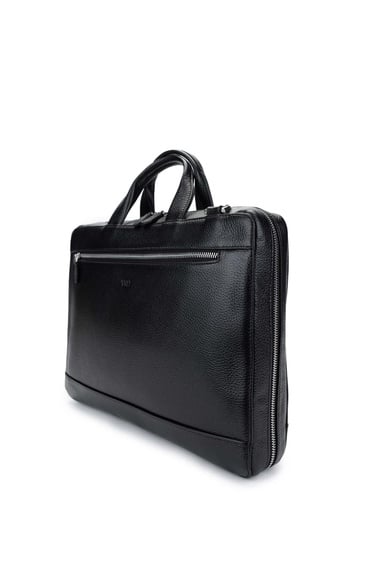  Tamer Tanca Erkek Hakiki Deri Siyah Floter Evrak Çantası