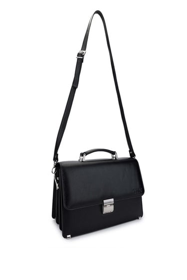  Tamer Tanca Erkek Hakiki Deri Siyah Floter Evrak Çantası