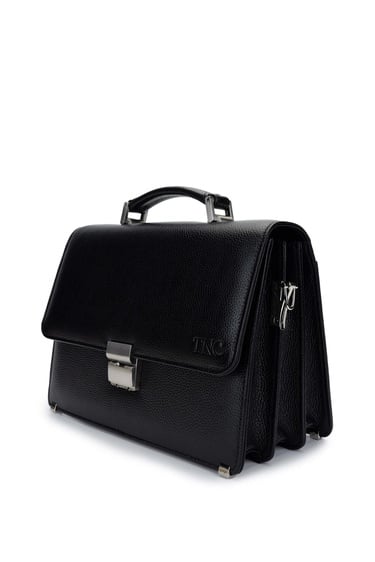  Tamer Tanca Erkek Hakiki Deri Siyah Floter Evrak Çantası