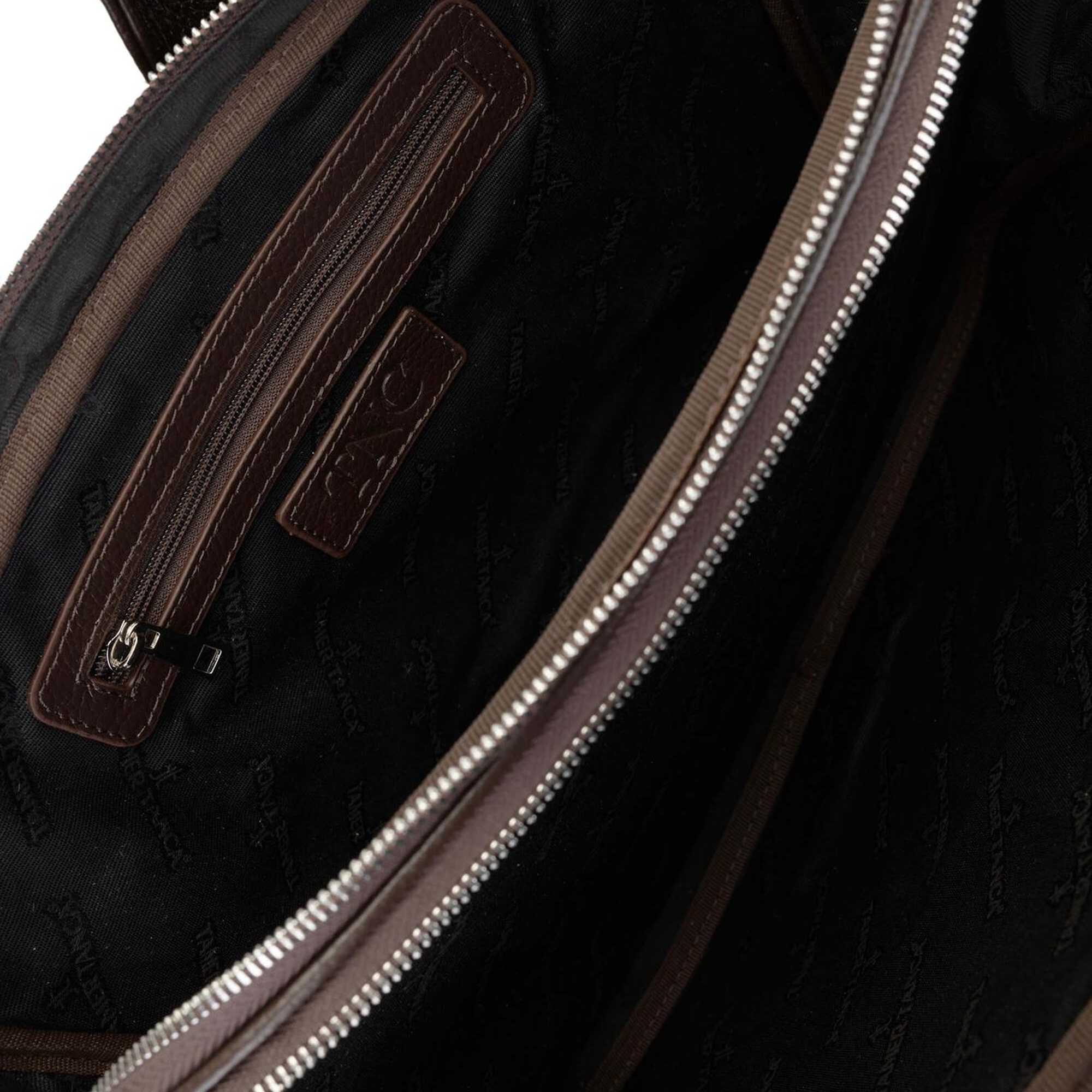 Tamer Tanca Unisex Hakiki Deri Kahverengi Evrak Çantası