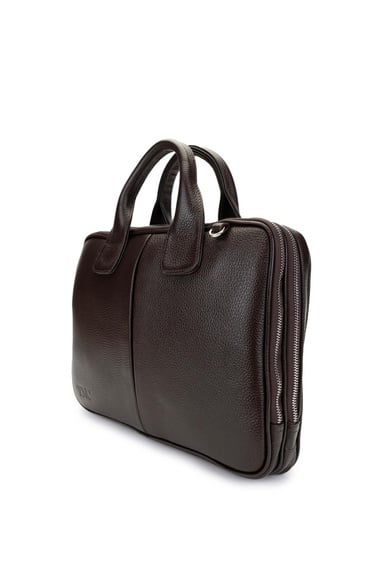  Tamer Tanca Unisex Hakiki Deri Kahverengi Evrak Çantası