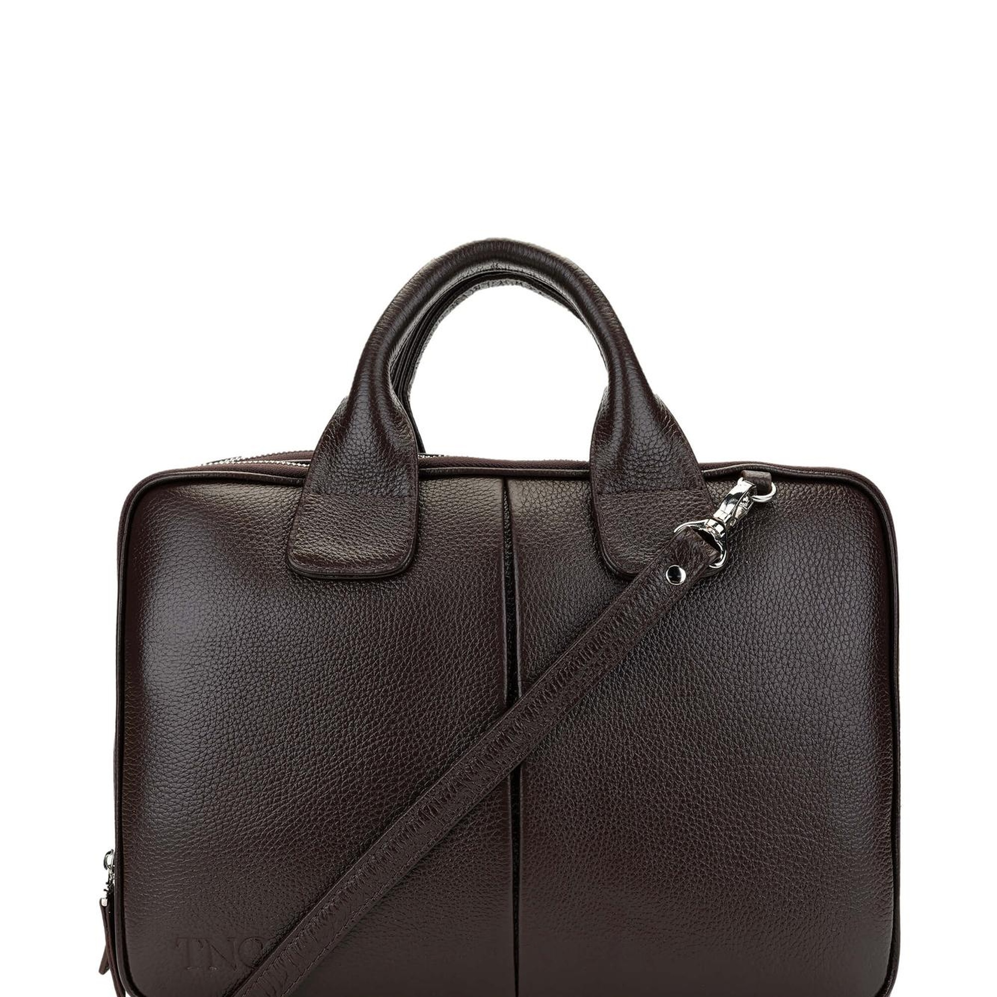 Tamer Tanca Unisex Hakiki Deri Kahverengi Evrak Çantası