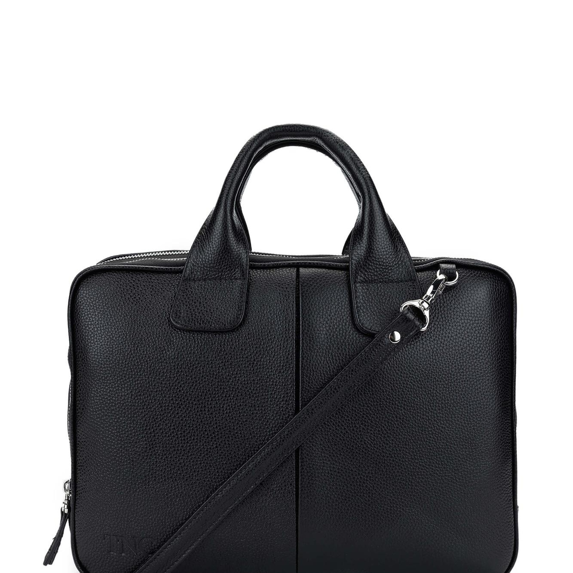 Tamer Tanca Unisex Hakiki Deri Siyah Floter Evrak Çantası