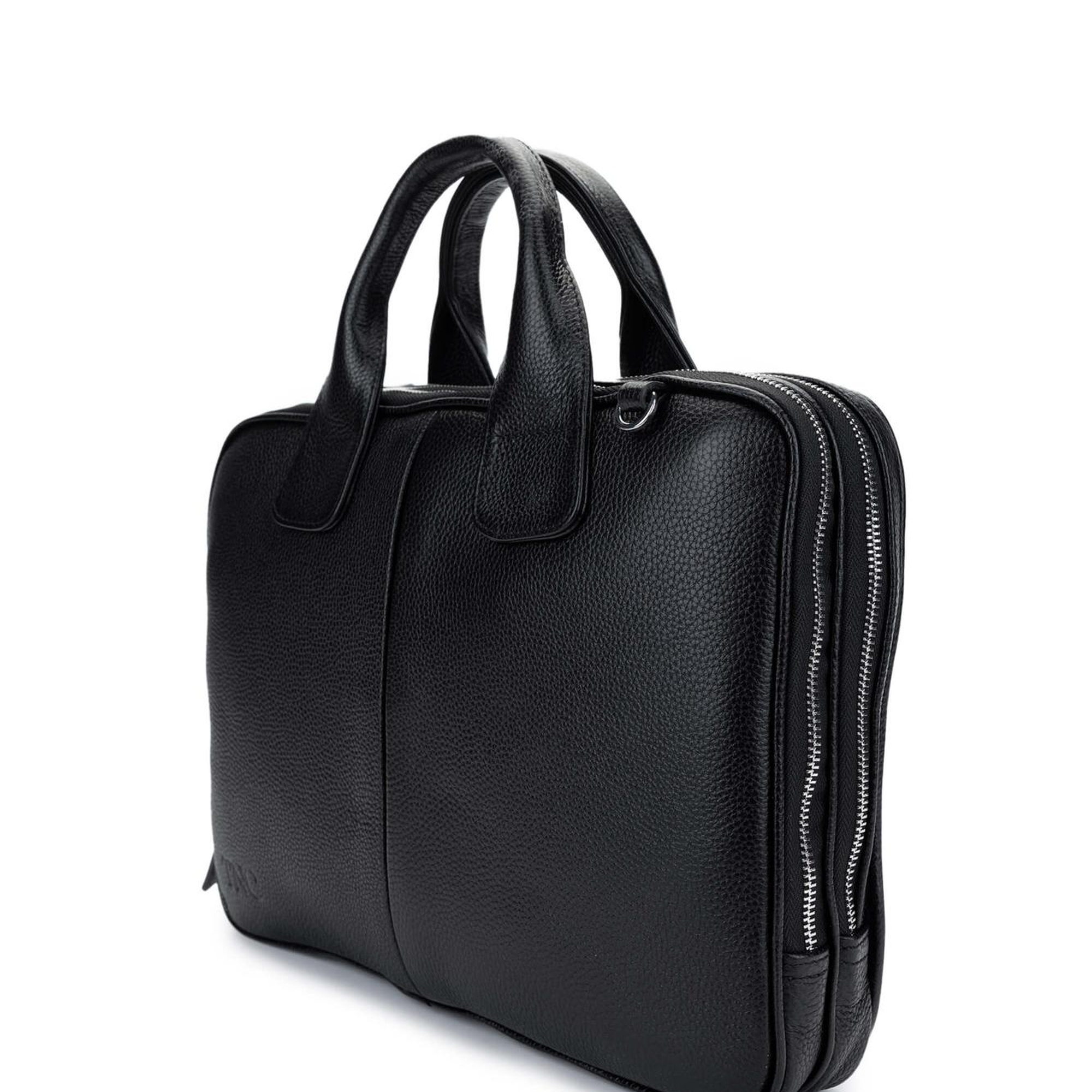 Tamer Tanca Unisex Hakiki Deri Siyah Floter Evrak Çantası