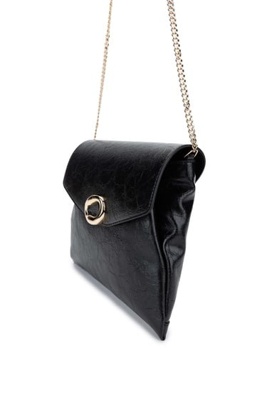  Tamer Tanca Kadın Vegan Siyah Rugan Omuz Çanta