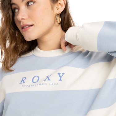  Roxy Strictly Stripes Oversized Kadın Mavi Sweatshirt