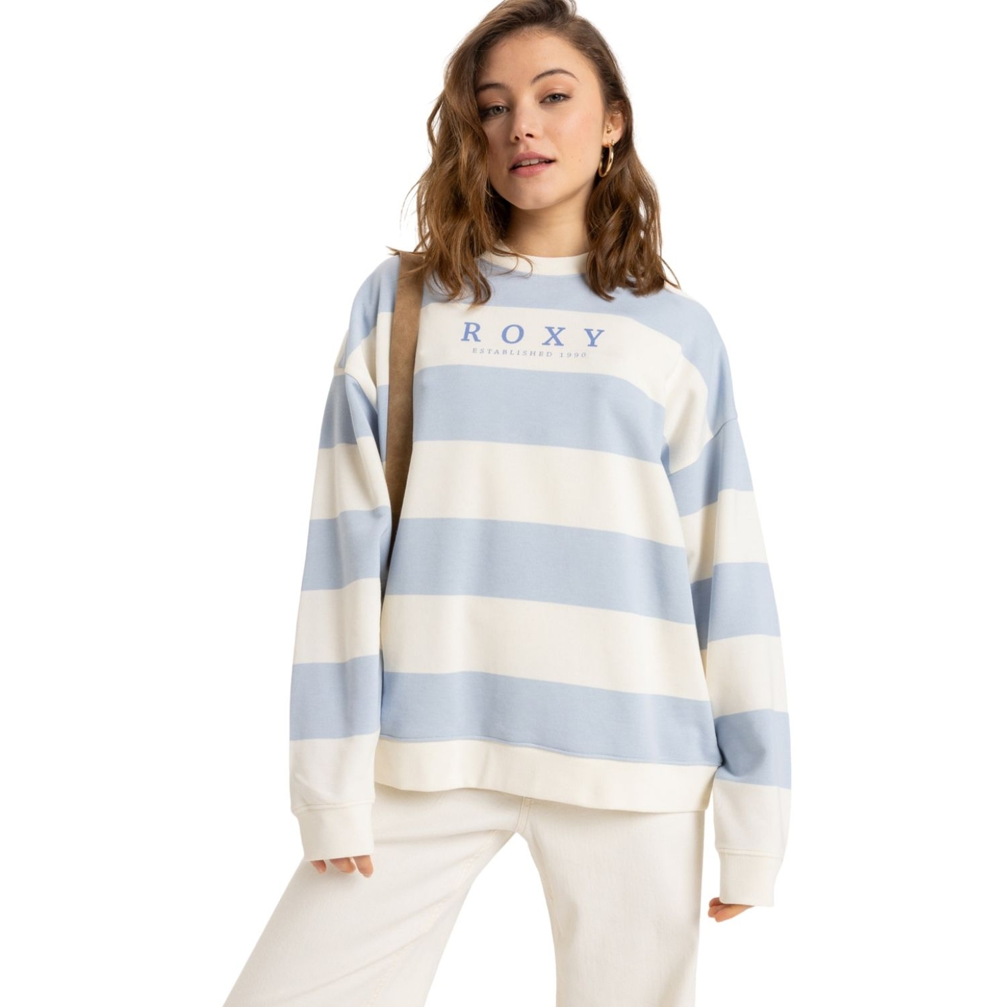 Roxy Strictly Stripes Oversized Kadın Mavi Sweatshirt