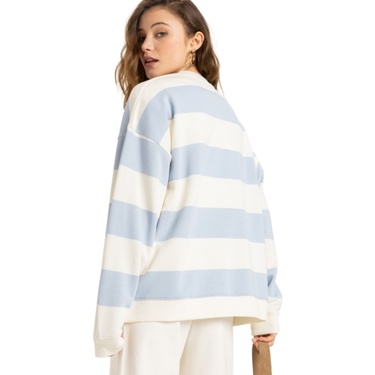  Roxy Strictly Stripes Oversized Kadın Mavi Sweatshirt