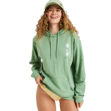  Roxy Surf Stoked Hoodie Terry Art Kadın Yeşil Sweatshirt