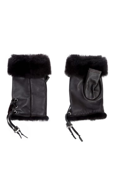  Tamer Tanca Kadın Kuzu Kürk Kahverengi Eldiven ELDIVEN