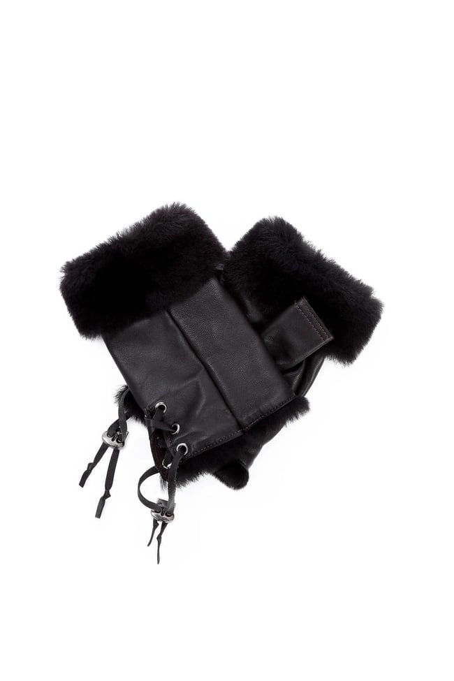  Tamer Tanca Kadın Kuzu Kürk Kahverengi Eldiven ELDIVEN