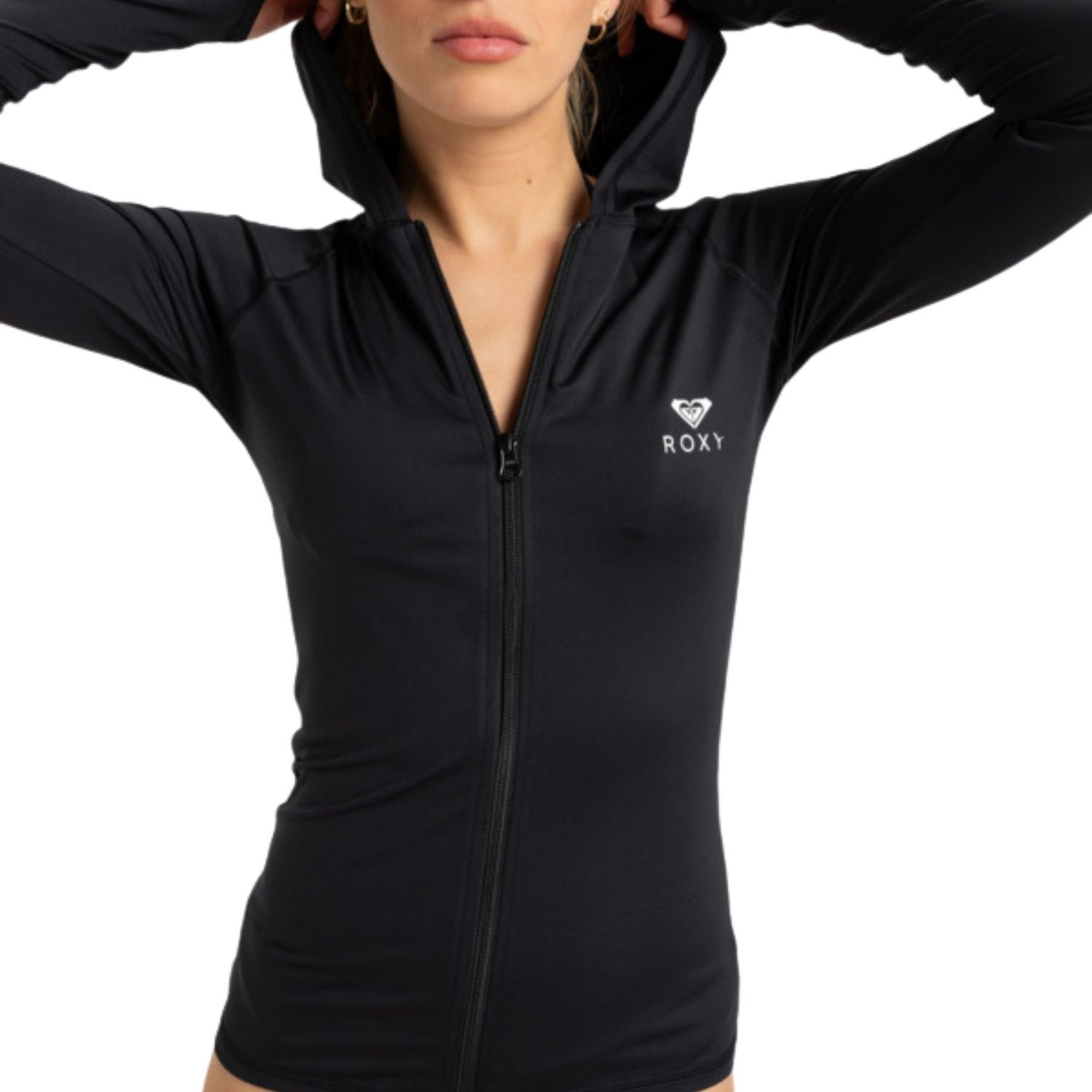 Roxy New Essentials Hoodie Zipped Kadın Siyah Likra