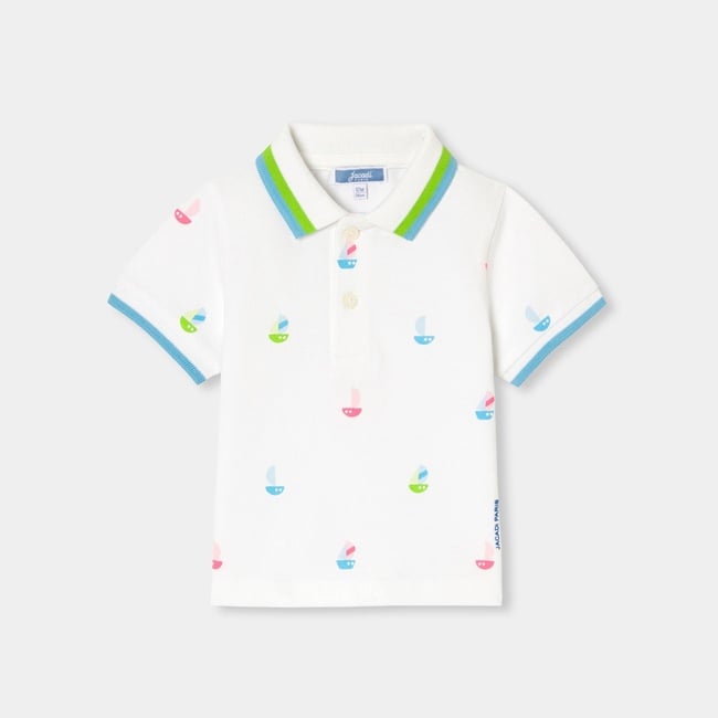  Jacadi Paris Erkek Bebek Baskılı Polo Yaka T-Shirt