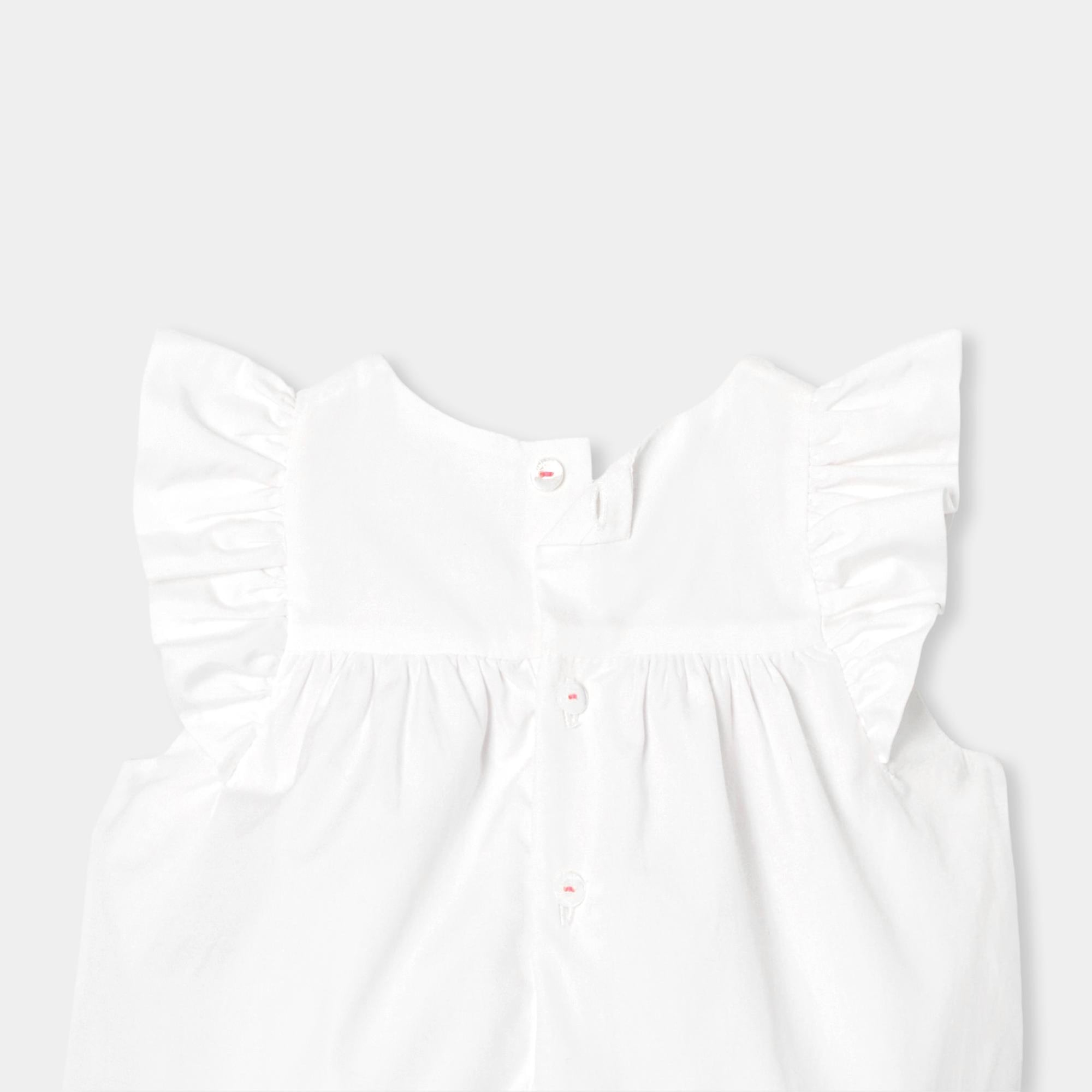 Jacadi Paris Yenidoğan Kız Bebek Fırfırlı Kısa Tulum