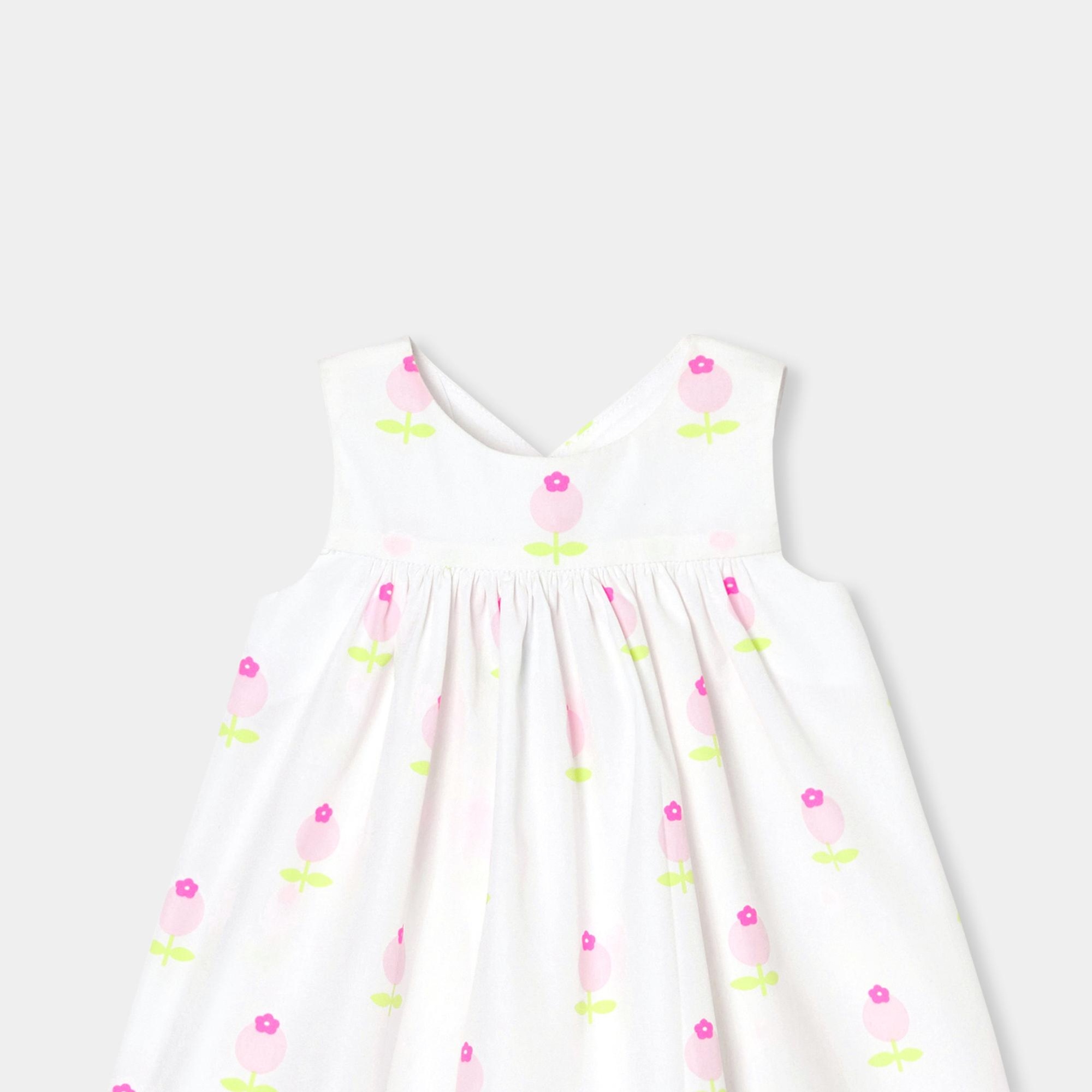 Jacadi Paris Yenidoğan Kız Bebek Çiçek Motifli Poplin Elbise