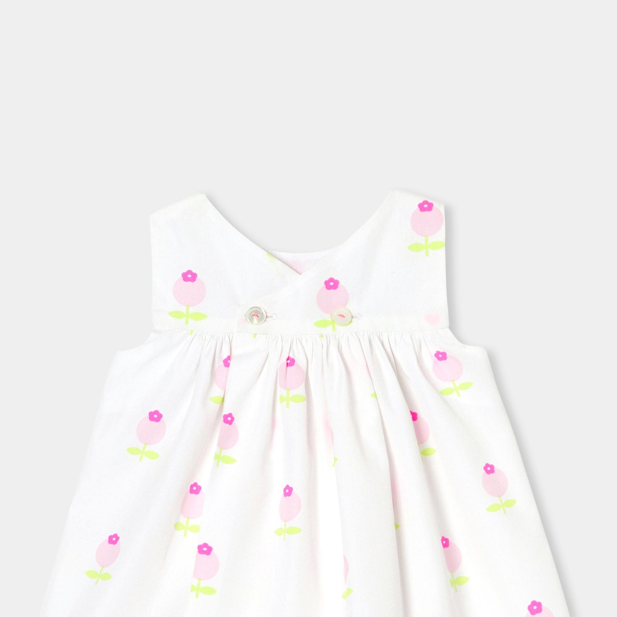 Jacadi Paris Yenidoğan Kız Bebek Çiçek Motifli Poplin Elbise