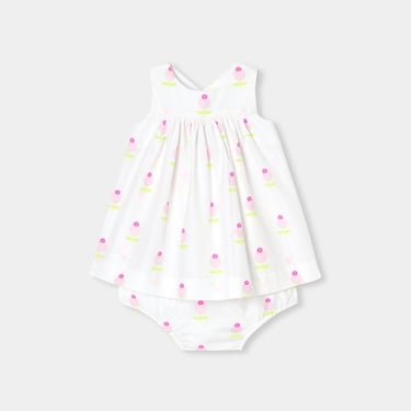  Jacadi Paris Yenidoğan Kız Bebek Çiçek Motifli Poplin Elbise