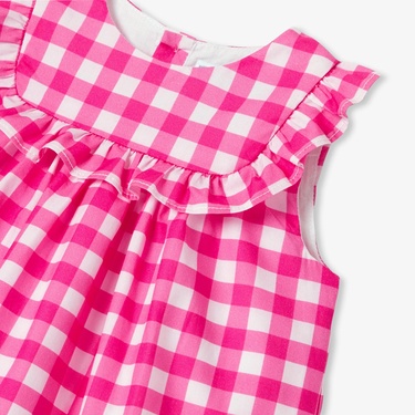  Jacadi Paris Yenidoğan Kız Bebek Pötikareli Poplin Elbise