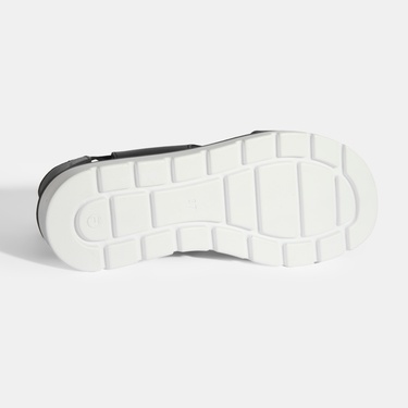  Siyah Kadın Lastik Bantlı Deri Sandalet