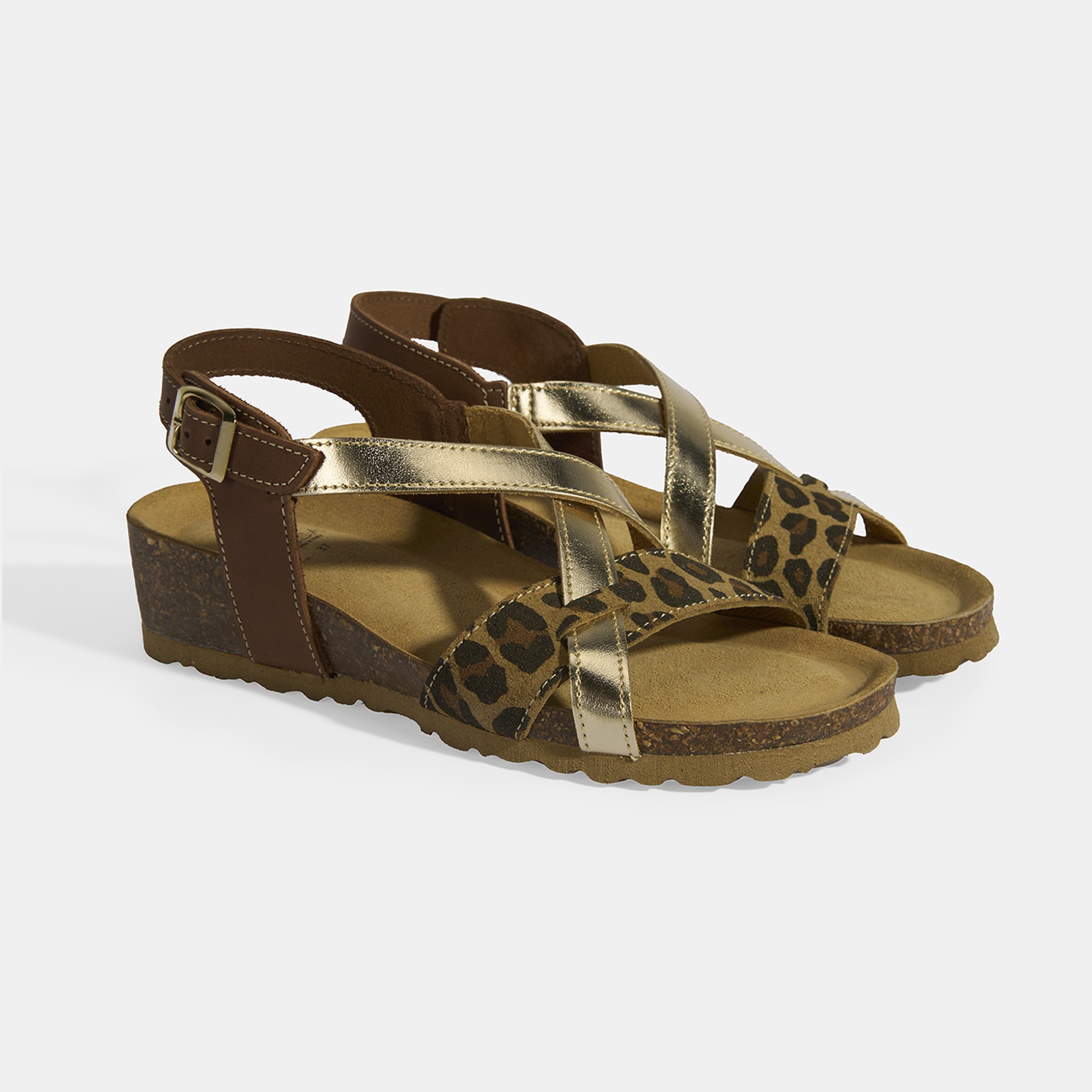 Leopar Kadın Toka Detaylı Nubuk Sandalet