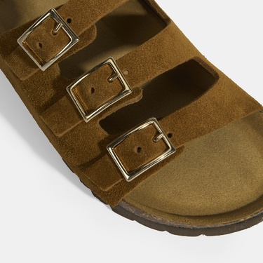  Taba Kadın Toka Detaylı Süet Terlik