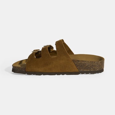  Taba Kadın Toka Detaylı Süet Terlik