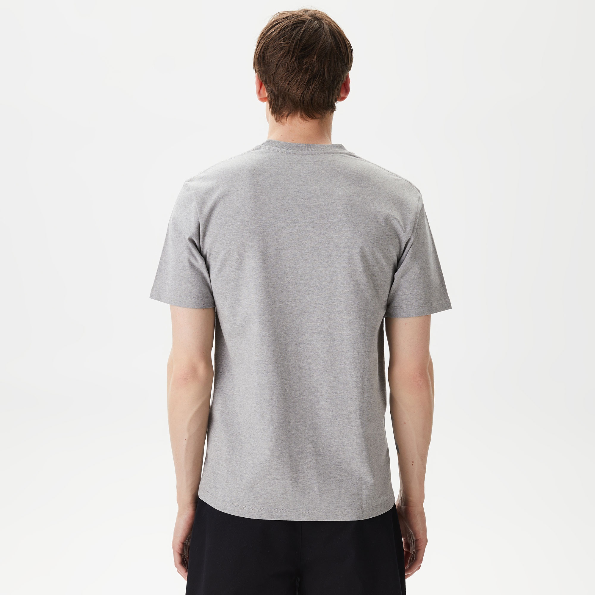 ERKEK BASKILI BİSİKLET YAKA GRİ T-SHIRT