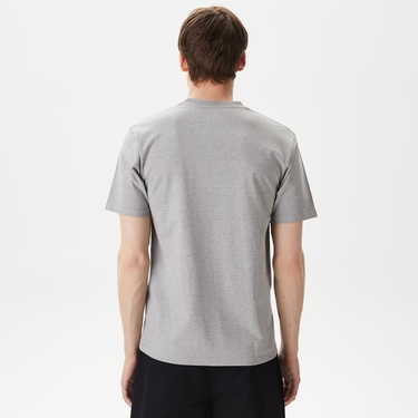  ERKEK BASKILI BİSİKLET YAKA GRİ T-SHIRT